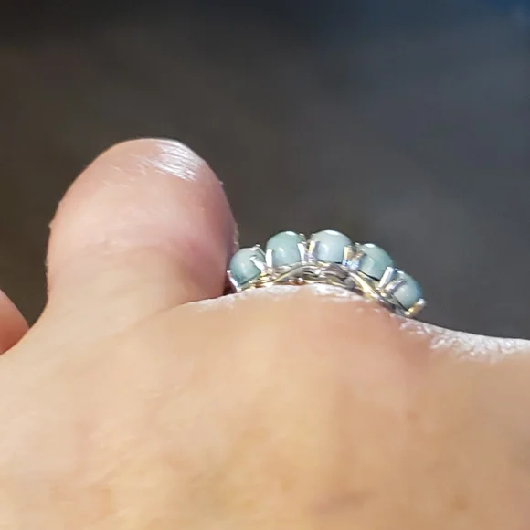 NWT Genuine Natural Aqua Larimar Ocean Cascade Ring - Picture 8 of 8